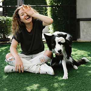 Dog Copying what lady is doing